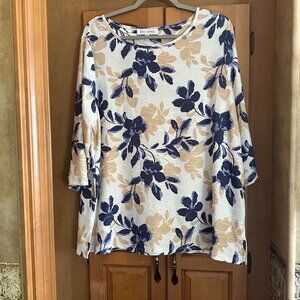 Plus Size Emily Daniels Blue Floral Top 1X